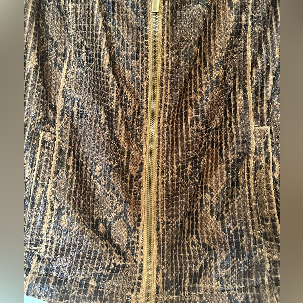 Ruby Rd Womens 12 Brown Snakeskin Print Long Sleeve Zippered Jacket - Picture 6 of 7